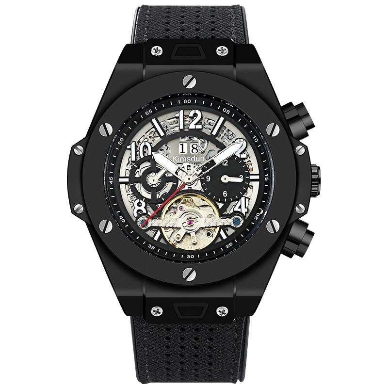 Branded Skeleton Automatische Horloge Hollow Klokken Mannen Siliconen Lichtgevende Waterdichte Sport Pols Horloges: Default Title