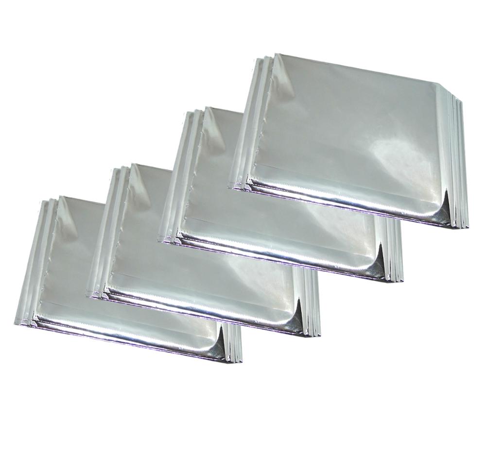 4 Packs Reflective Mylar Film Space Blanket Heat Tent Cover Sheets: Silver160 x210 cm