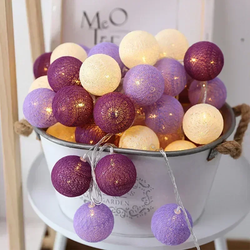 Guirnalda de algodón con bolas de luces, cadena de Navidad para colgar al aire libre, , habitación, cama, luces de hadas, decoraciones de boda y Halloween: BLANCO / 350 W