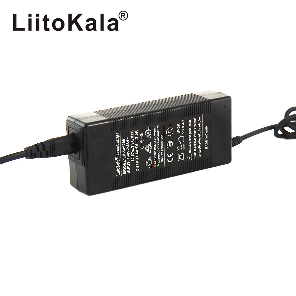 Liitokala 54.6v 2a laturi 13s litiumioniakku lähtö  dc 5.5*2.1mm 48v litiumpolymeeri