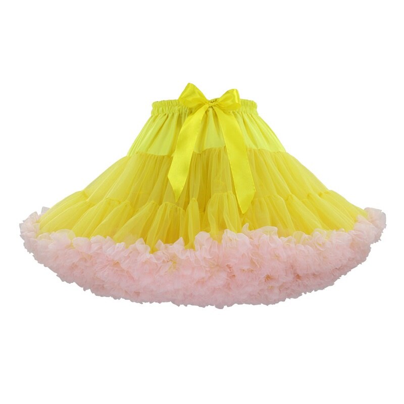 Korte Puffy Cosplay Rode Lolita Petticoat Crinoline Halloween Roze Tule Jurk Onderrok Rockabilly Volwassen Tutu Rok Jupon Femme: Yellow plus Pink
