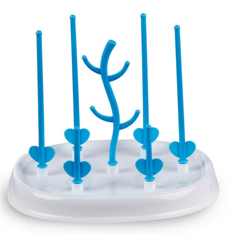 Baby Bottle Dryer Rack Cleaning Drying Rack simple tree shape Shelf Kitchen Feeding Holder Bottle Dryer Rack Tools: blue 1