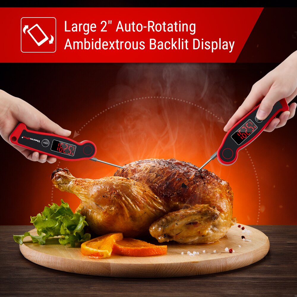 ThermoPro TP19 Waterproof Meat Thermometer Instant Reading 90 Seconds Auto-Off Grill BBQ thermometer With 2in LED Display