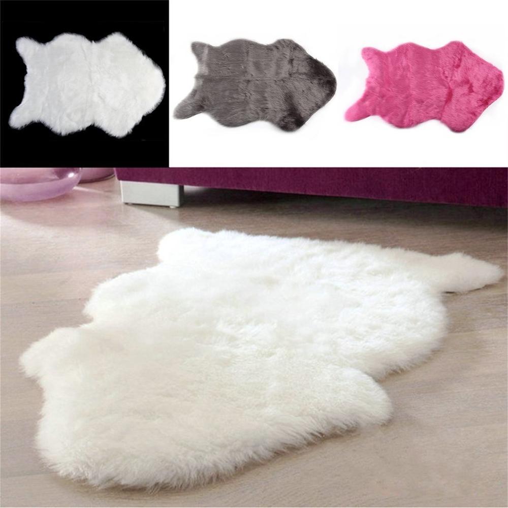 Tapis moelleux en fausse fourrure, lavable, en fausse peau de mouton, couvre-siège , pour chaises de sol