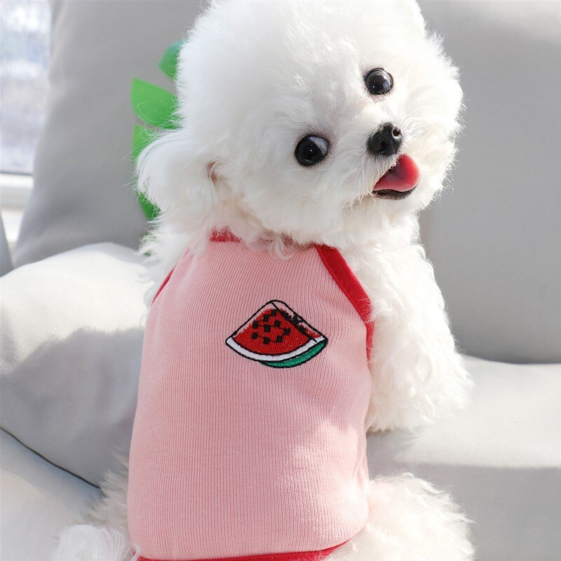 Cute Summe Pet Dog Clothes Strawberry Orange Avocado Watermelon Pattern Dog Vest Dog Sling For Puppy Chihuahua Small Medium Dogs