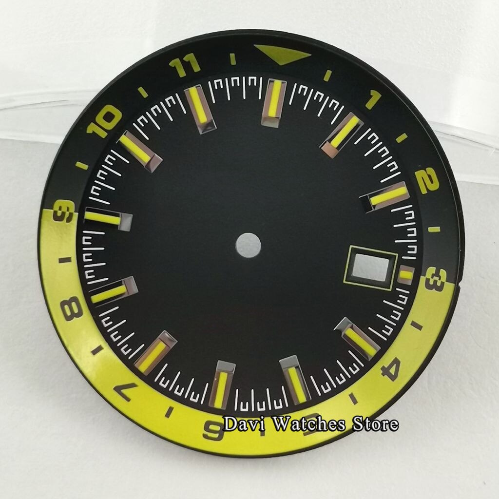 36.5mm Sterile Watch Dial Green Luminous Black/White/Blue Dial Fit NH35 NH35A automatic movement: A3