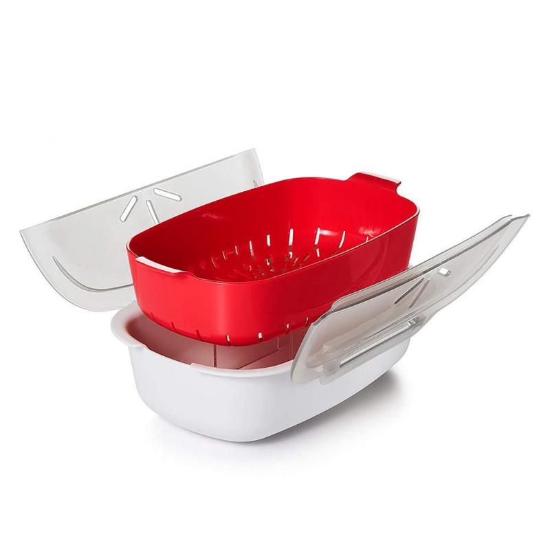 Microwave Steamer Basket Safe Non-toxic Fish Food Microwave Oven Steamer Steaming Dish Kitchen Tool: Default Title
