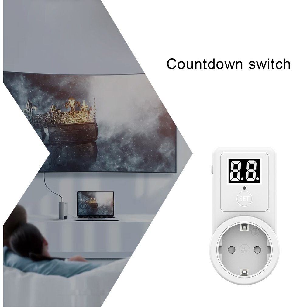 Digital Countdown Timer Switch Universal Socket Plug-in Time Control Phone Battery Electric Car Charge Electric EU Plug 10A