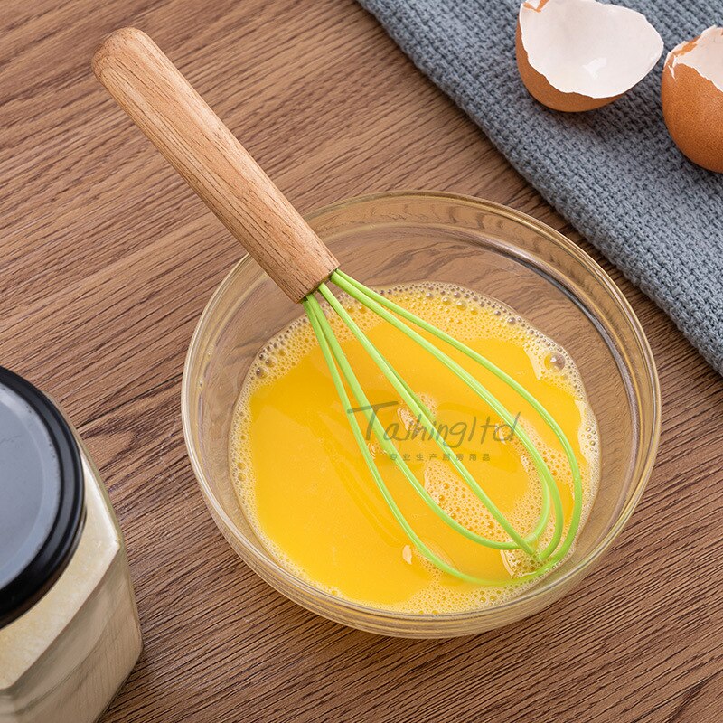 7-inch Mini Silicone Eggbeater Logs Scandinavian Minimalist Style Multi-color Selectable Handle Waterproof Processing
