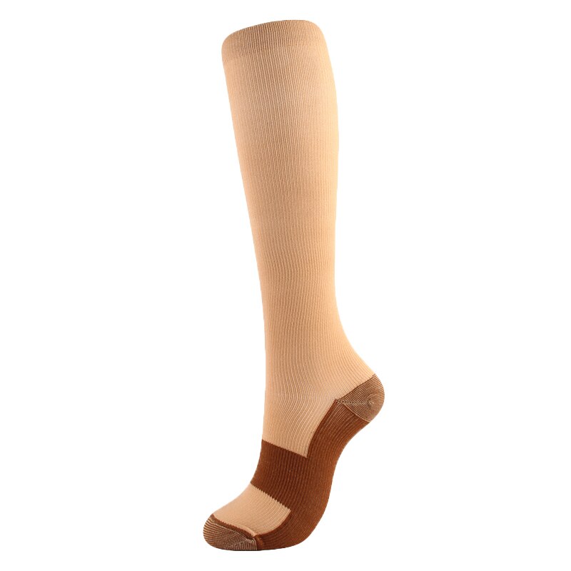 Unisex kompressionsstrumpor nylon spell färg höst vinter förhindra åderbråck knähögt stöd stretch 15-20 mmhg: Kaki / Xxl