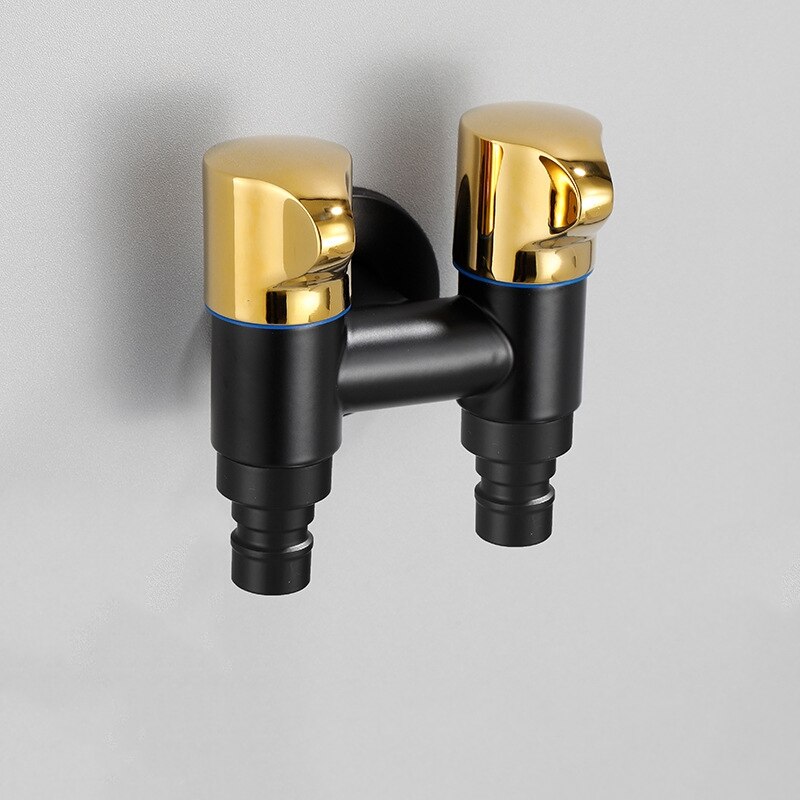 1pc Laundry Bibcock Brass Black/Black Gold Wall Mount Double Using Water Faucet Bathroom Accessories Outdoor Sink Garden Taps: G