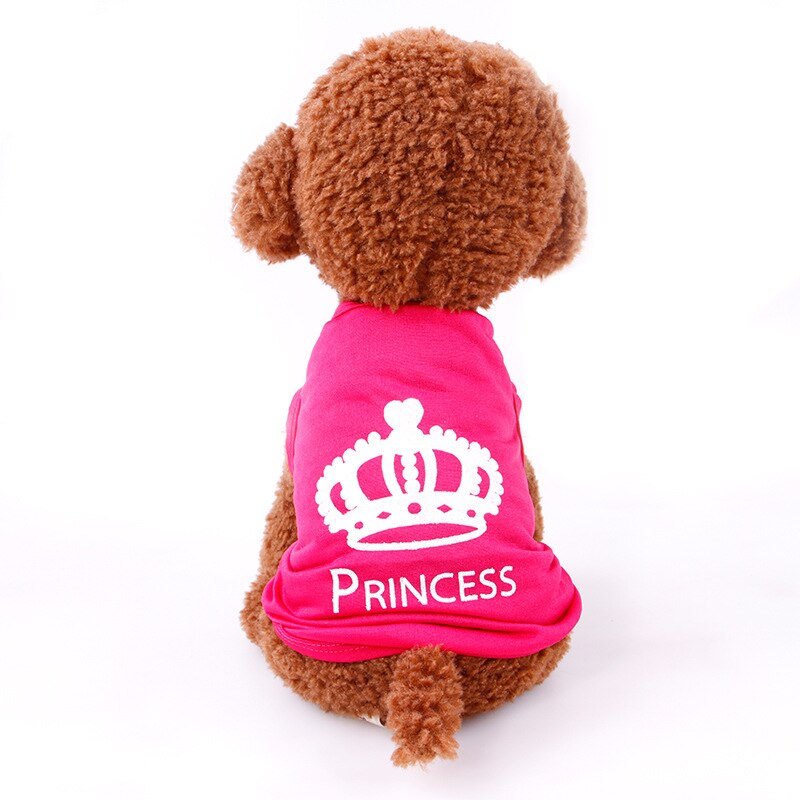 Hundevest t-shirt chihuahua lille kat kæledyrstøj ropa de verano para perros sommer krone trykt hundetøj bedste: Rød / Xs