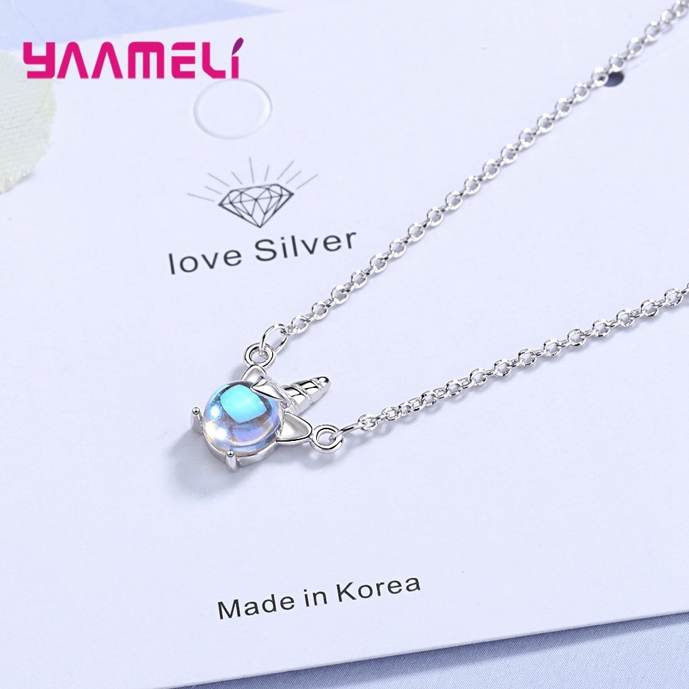 Fine Necklace Lovely Monster Shaped Pendant 925 Sterling Silver Jewelry Trend for Women Girls Daily Dating Appointment