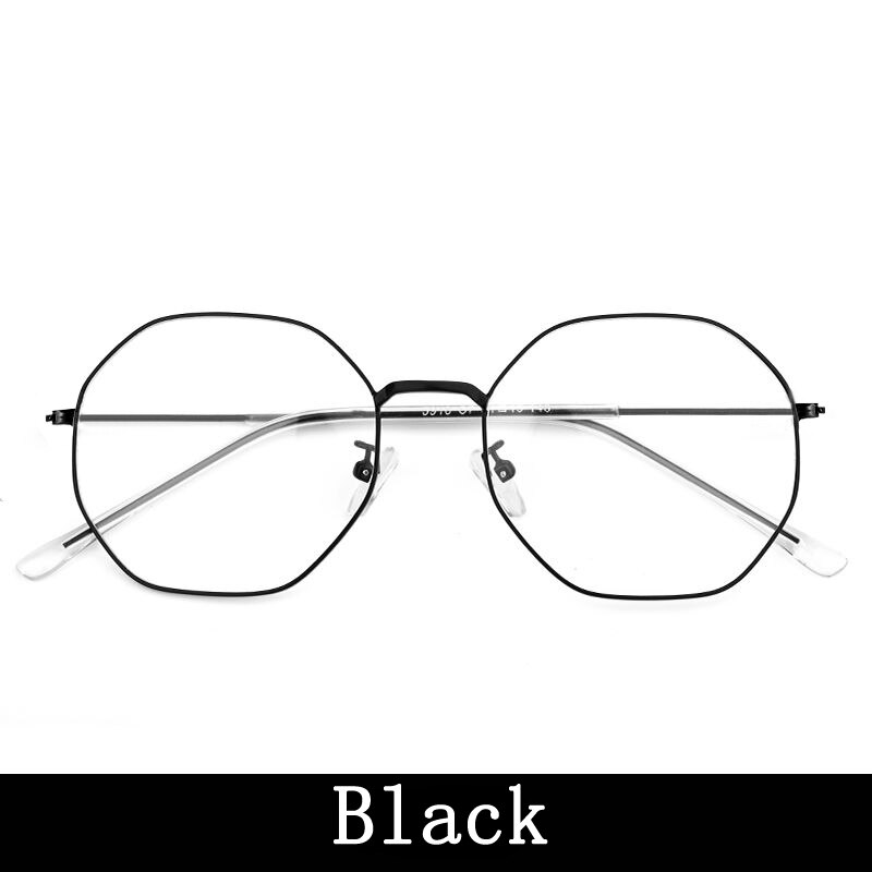 Polygon anti blå lys briller unisex hip hop almindelige briller til mænd kvinder metal ramme briller til bryllupsfest briller: Almindelige briller sort