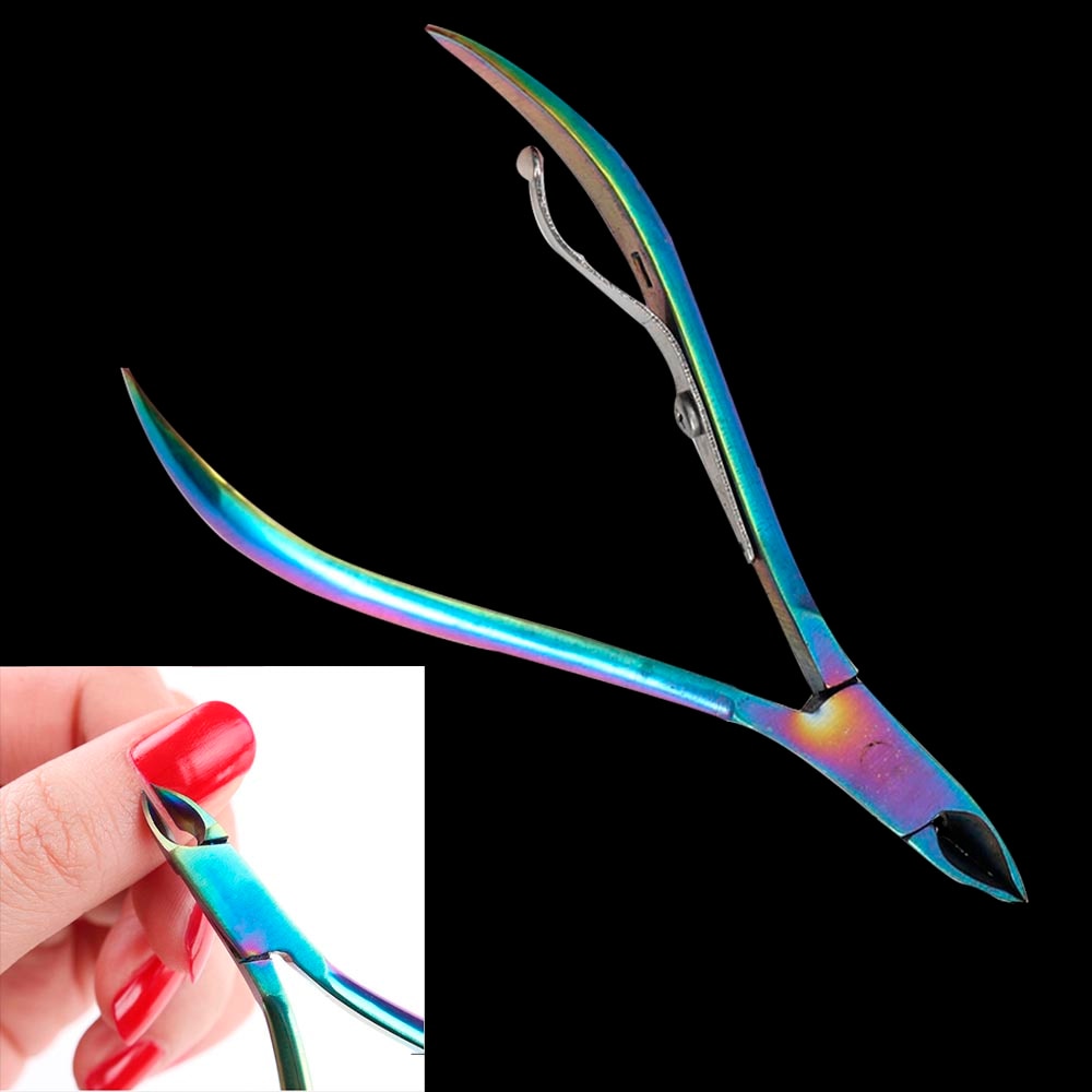 Nagelband sax rostfritt stål nyptag klippare död hud remover sax regnbåge metall nagelkonst manikyr pedikyr verktyg