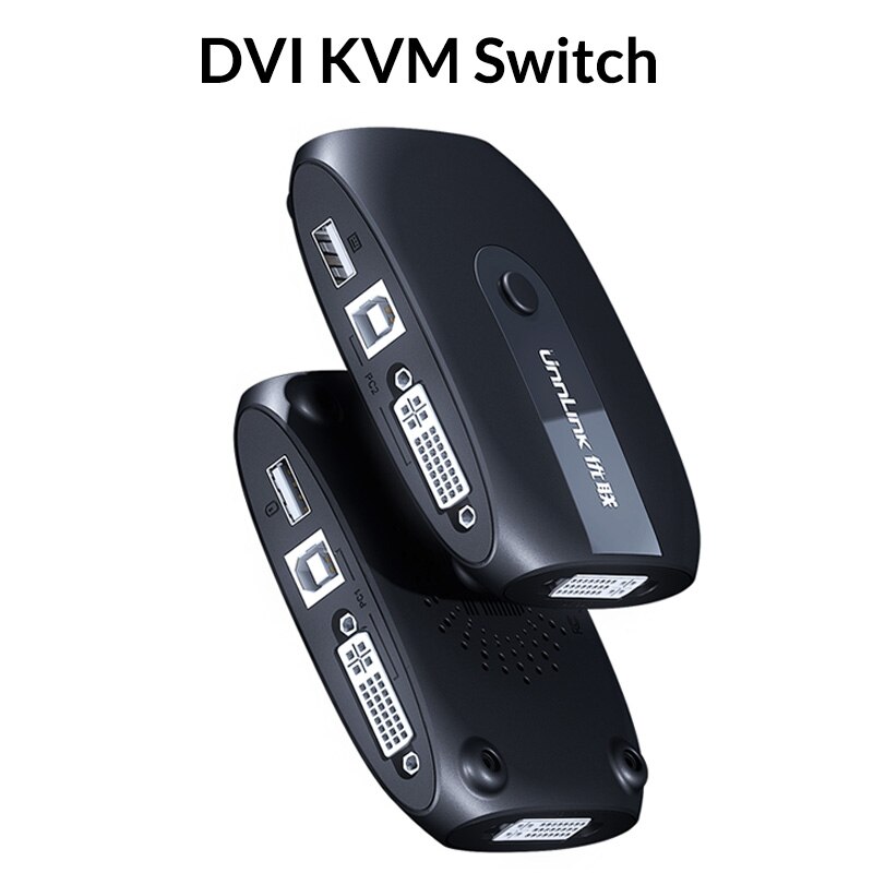 Unnlink 2X1 Dvi Kvm Switch Box Selector Dvi Schakelaar 2 In 1 Out Sharing Usb 2.0 Monitor Muis Keyboard Voor 2 Computer Laptops Stuks: DVI KVM Switch