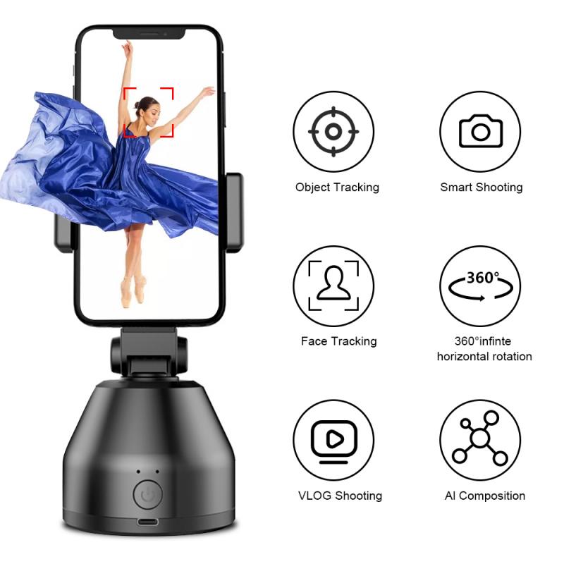 Smart AI Gimbal Robot Tracking Holder 360° Rotation Face Mobile Phone Stand All-in-one Rotation Face Tracking Phone Holder