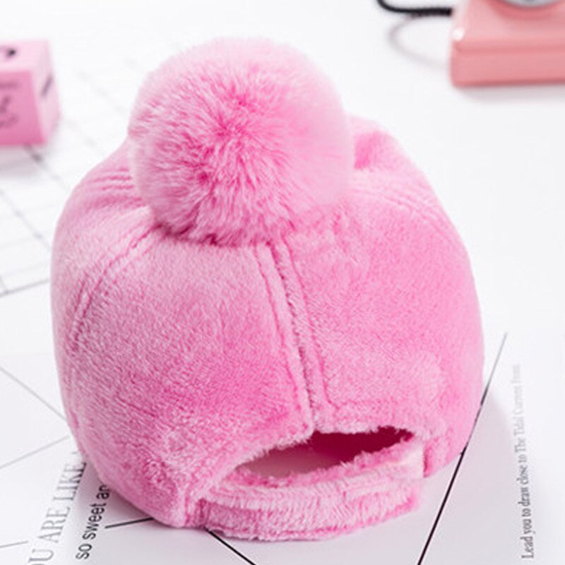 Girls Fleece Winter Baseball Cap Cute Pink Pom Pom Snapback Adjustable Cap Youth Kids 5-10 Years