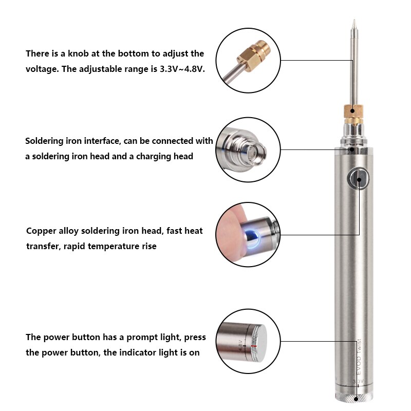 5V 8W Battery Powered Soldering Iron with Usb Charge Soldering Iron with Soldering Wire Wireless Charging Solder Iron