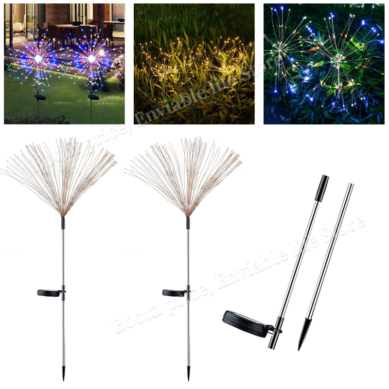 8 Mode Op Zonne-Energie Outdoor Grasbol Paardenbloem Vuurwerklamp 90/120/150/180/200 Led Voor Tuin Gazon Landschap Licht