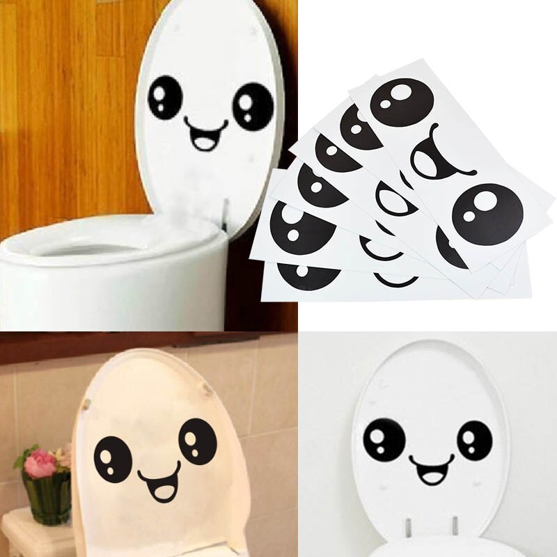Cute Smile Face Toilet DIY Wall Sticker Home Furniture Bathroom Decals