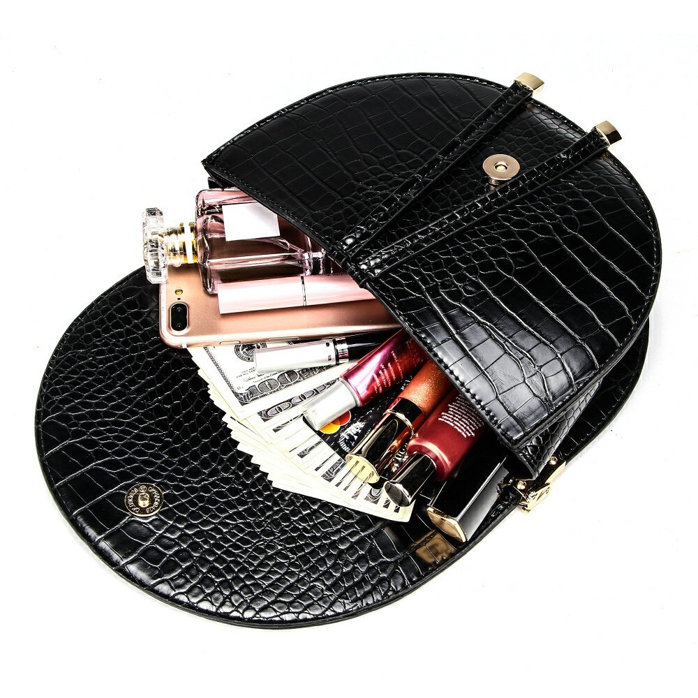 Krokodil Patroon Crossbody Tassen Voor Vrouwen Half Ronde Messenger Bag Pu Lederen Luxe Handtassen Dame Tassen Schoudertas