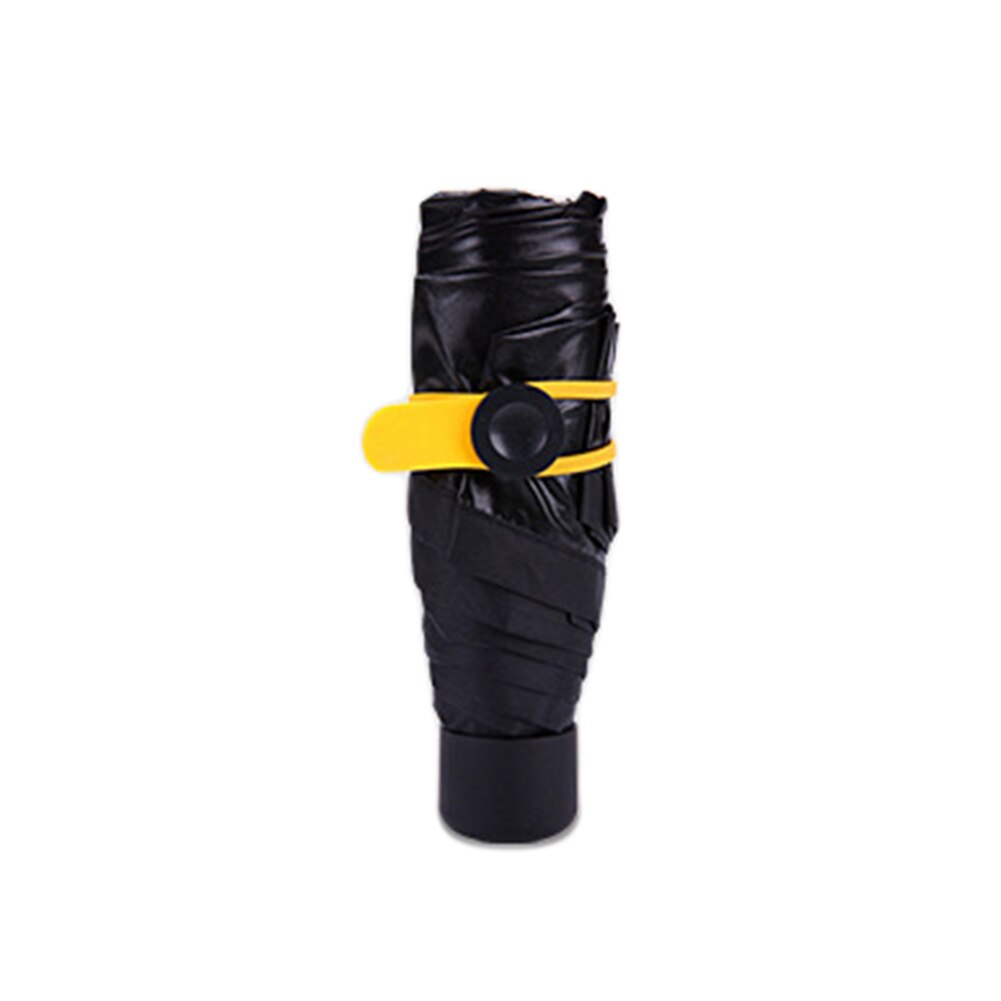 Pequeño paraguas plegable portátil de 180g, a la , Mini paraguas de bolsillo para mujer, impermeable, a prueba de viento, protección UV, paraguas de viaje: Black