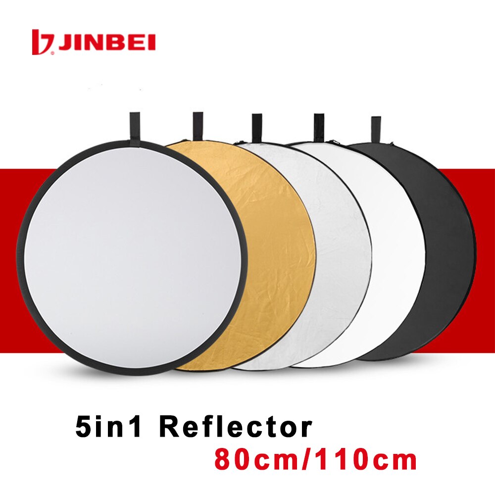 Jinbei 80cm 110cm 5 in 1 reflektor gold silber weiß schwarz durchscheinend zusammenklappbar rund studiofotografie fotoreflektor