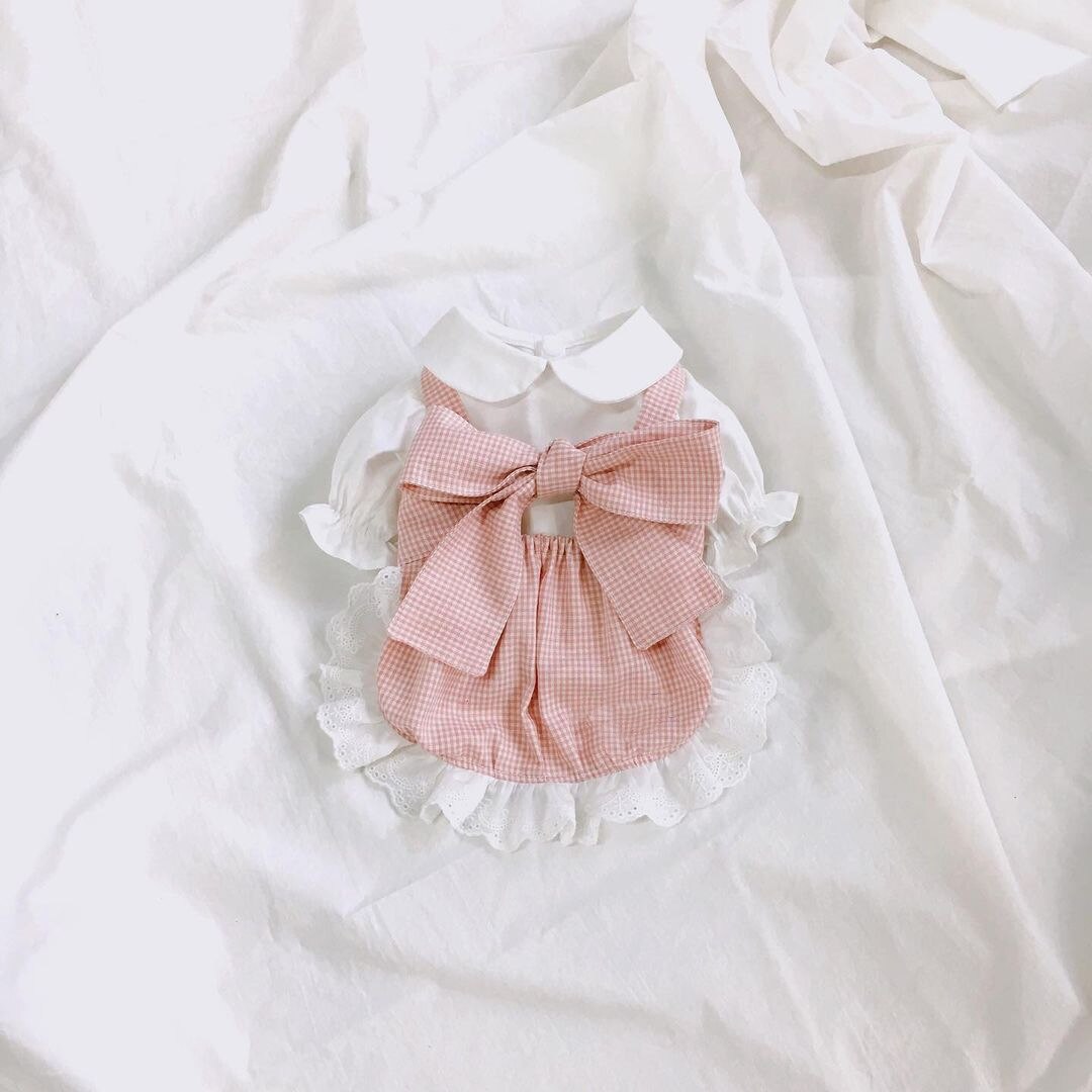 Jupe à carreaux rose pour animaux de compagnie, vêtements pour chiens et chats, Teddy Bichon, chiot