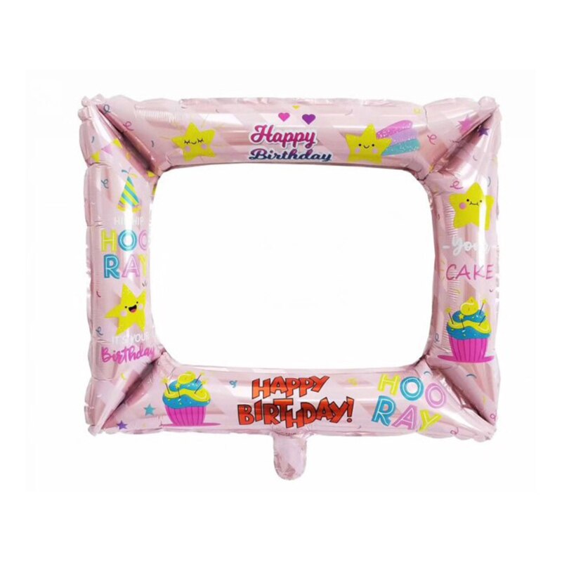 Happy Birthday Foil Balloon Kid Adult Photo Frame Photo Booth Props Babyshower Aluminum Film Birthday Balloon Party Decor: 2