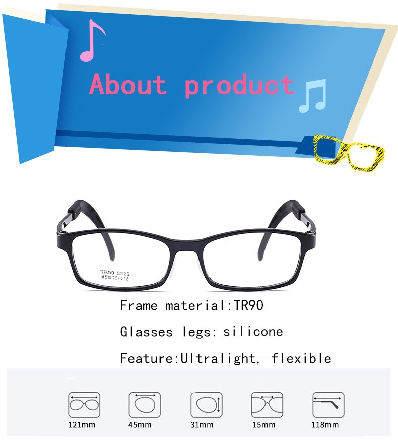 Kinderbril montuur kinderbril bril heldere glazen met slip bril oorhaak grip