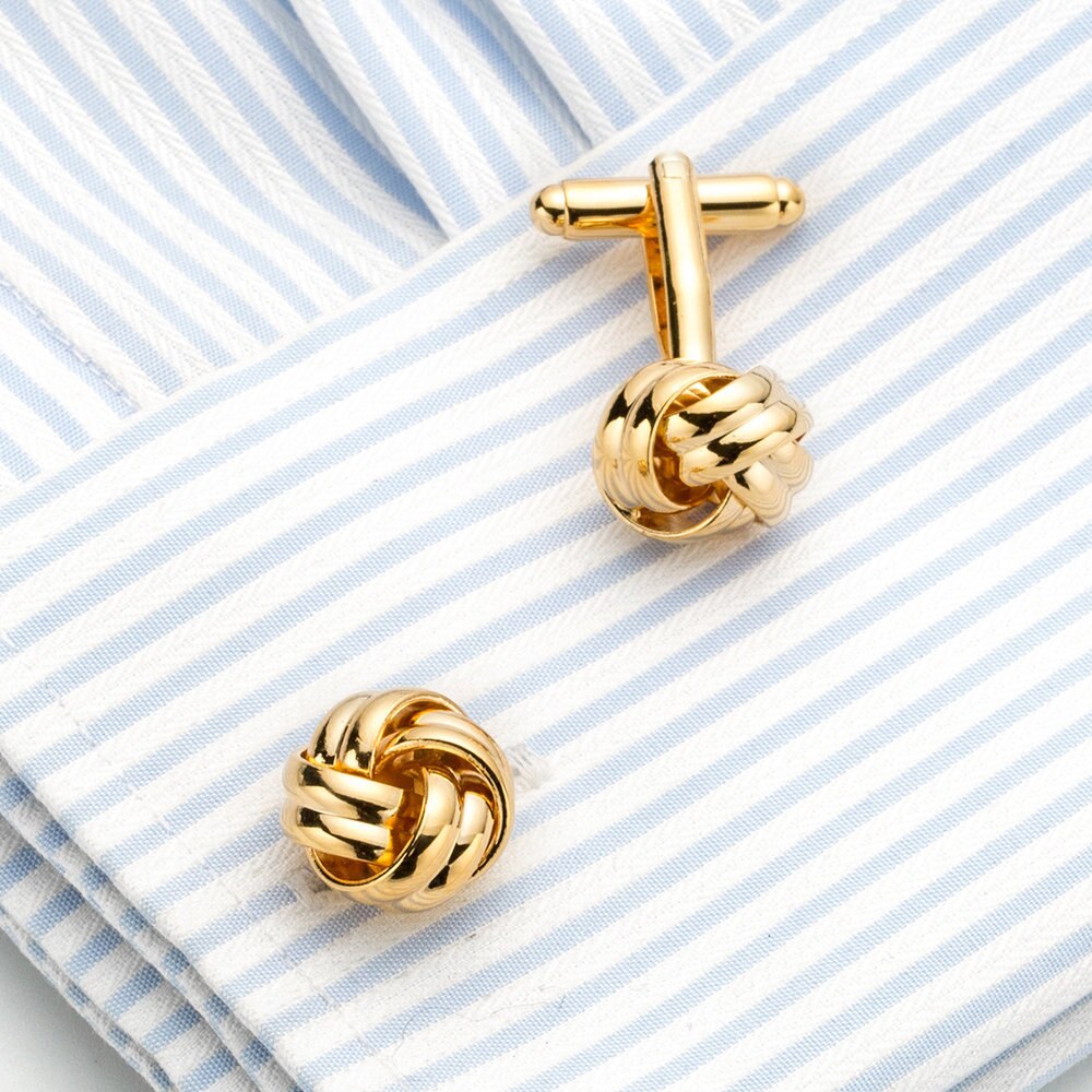 Gemelos de vestir de para hombre, de 14MM forma torcida, botones de camisa franceses dorados, gemelos, de joyería para hombre de negocios