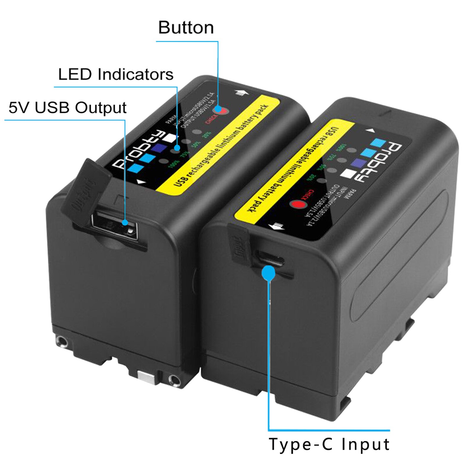 Probty 6800mAh/8800mAh NP-F980 NP-F970 NPF960 NPF970 Battery with USB Charge Output For Sony PLM-100 CCD-TRV35 MVC-FD91 MC1500C