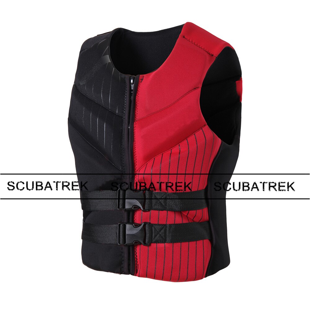 adult life vest neoprene floating vest swim life jacket surfing vests life jackets swim buoys snorkeling neoprene life jacket: black red / XXL