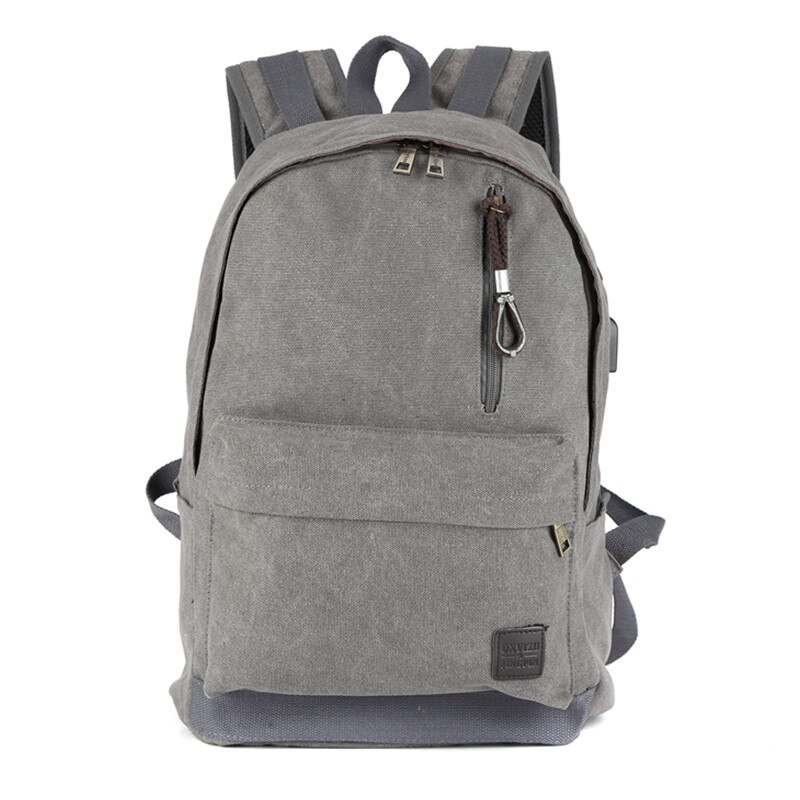 Grande Capacidade Backbags Mochilas Adolescente de Carregamento USB Multifunction Estilo Casual Mochila de Viagem Unisex Estudantes Sólidos Schoolb: Grey