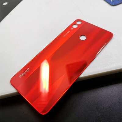 For Huawei Honor 8X Back Glass Battery Cover Rear Door Case Panel For Honor 8X Back Cover Housing With Camera Lens: Red No Lens