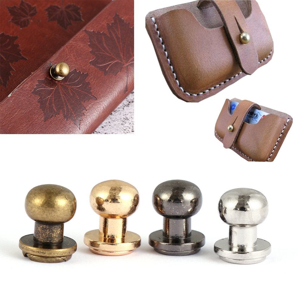 10Pcs/Pack Monk Head Screws Leather Craft Belt Wallet Solid Brass Nail Rivets Screws Bags Tacks Clothes Accessories