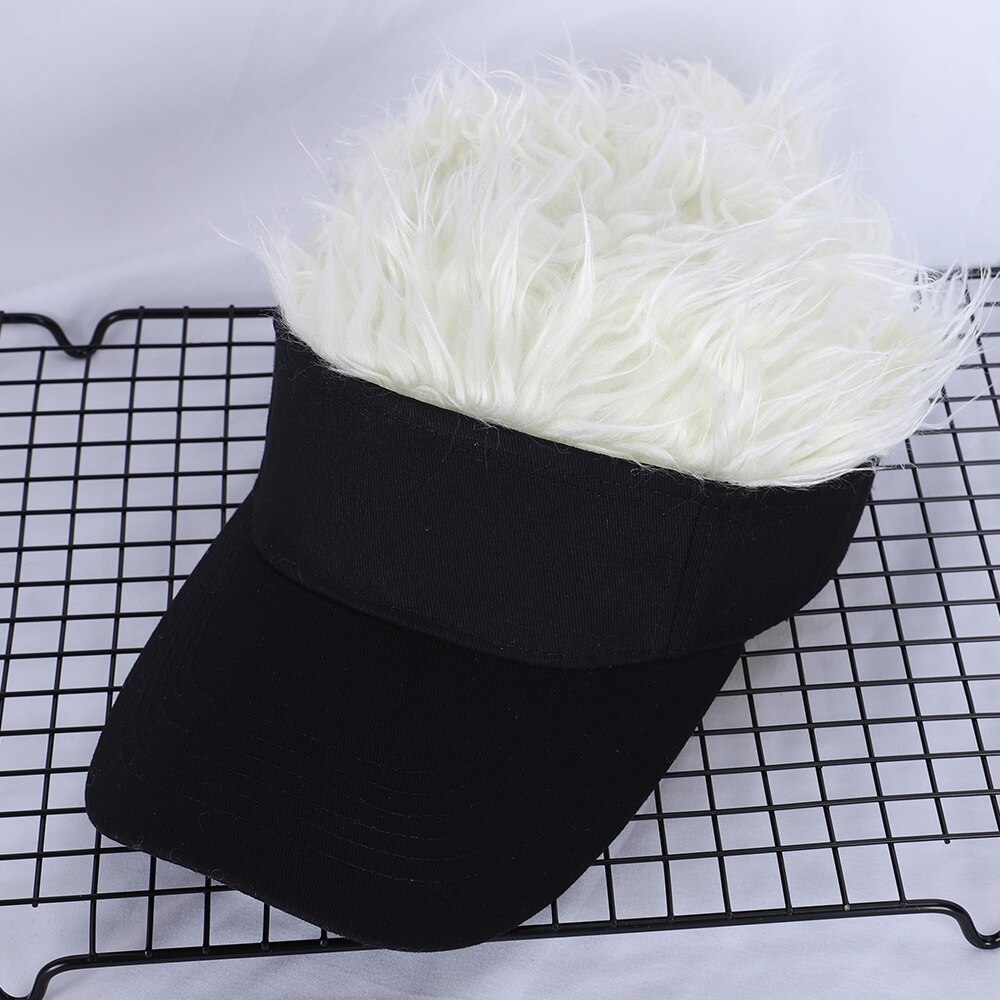 Baseball Cap With Spiked Hairs Wig Baseball Hat With Spiked Wigs Men Women Casual Concise Sunshade Adjustable Sun Visor: Beige