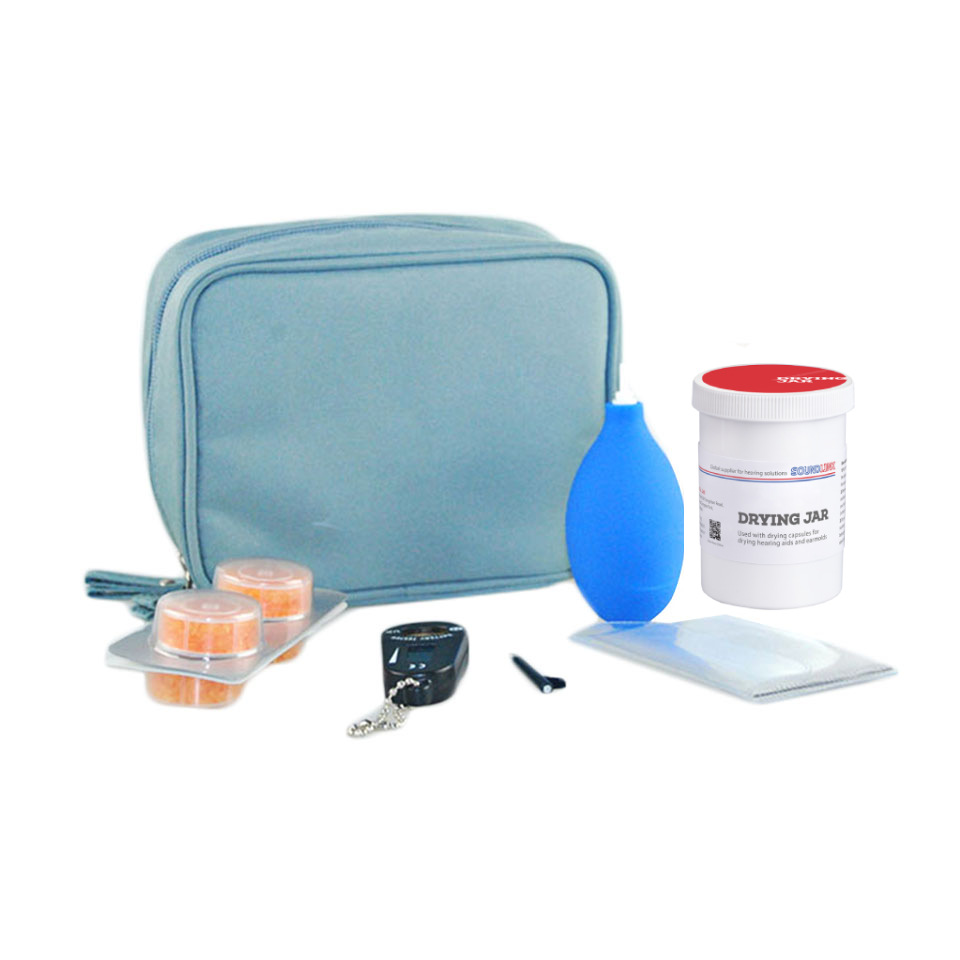 Gehoorapparaat Droogset - SoundLink Onderhoudskit met Droogcapsules, Potje, Batterijtester, Bl..., Doekje, Borstel: Bruin