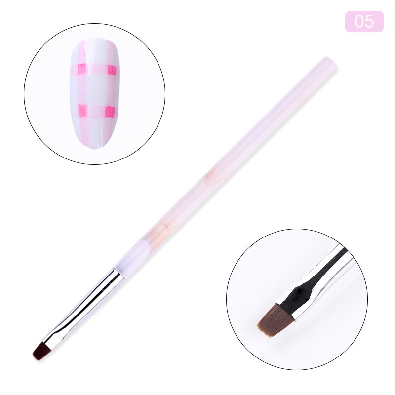 Marmorhandtag nagelkonst akrylborste uv gel liner ritpenna blomma carving måla penslar nail liner diy nail art verktyg: Mönster 5