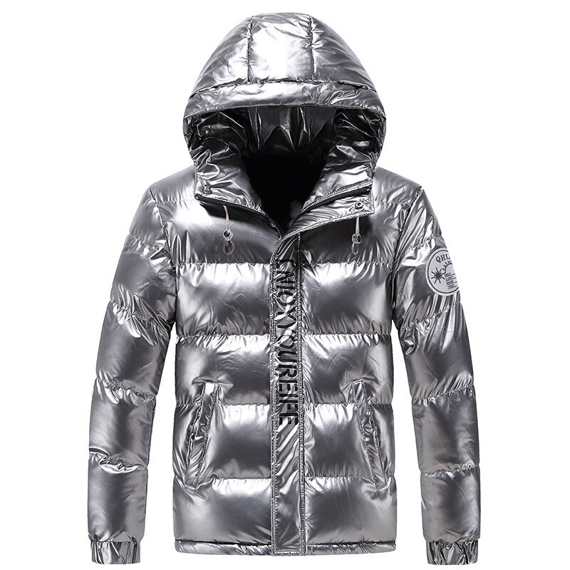 Winter Jas Heren Parka Mode Heldere Parka Jas Mannen Waterdichte Hooded Kraag Windjack Mannen Kleding Dikke Warme Uitloper: Zilver / Xxxl