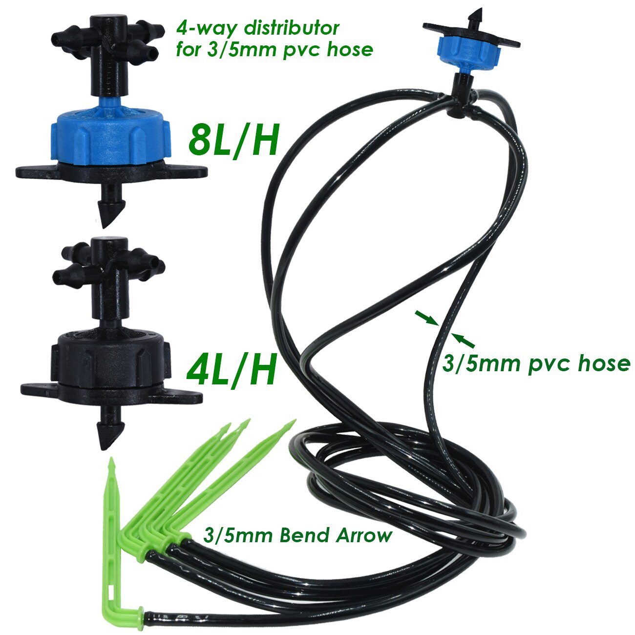KESLA 10-100M 4L 8L/H Garten Mikro Tropfen Bewässerung Emitter Bewässerung Systeme Bausätze 3/5mm Pfeil Tropfer Vergossen Bonsai Gewächshaus