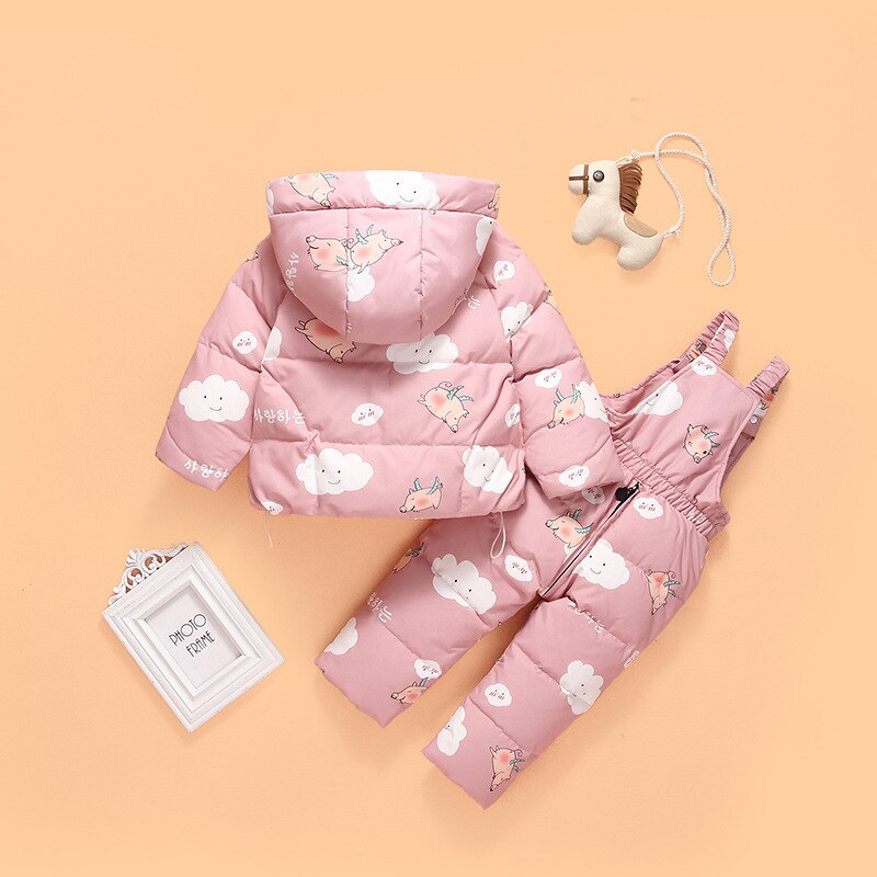 Veste en duvet de canard blanc | Vêtements d'hiver pour bébés et filles, manteau à capuche pour garçons, combinaison de pantalon, tenue chaude pour enfants,