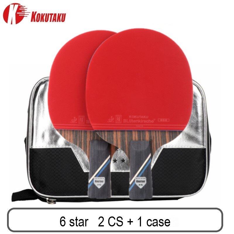 Kokutaku Ittf Professionele 4/5/6 Star Ping Pong Racket Carbon Tafeltennis Racket Bat Paddle Set Puistjes In Rubber met Zak: 6star 2 CS