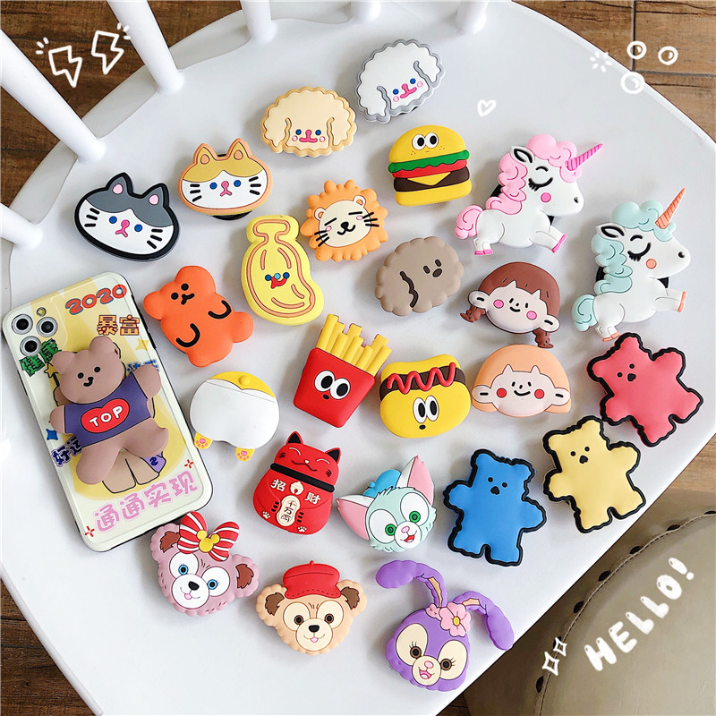 Cute Cartoon Folding Stand Holder For Mobile Phone For xiaomi For iphone For Huawei For Samsung funny Grip Contraction bracket