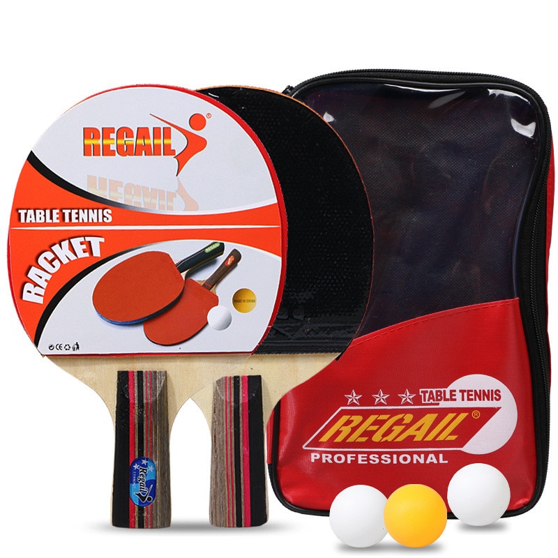2Pcs Ping Pong Racket Table Tennis Paddle Bat Practice Set with 3Pcs Training Balls
