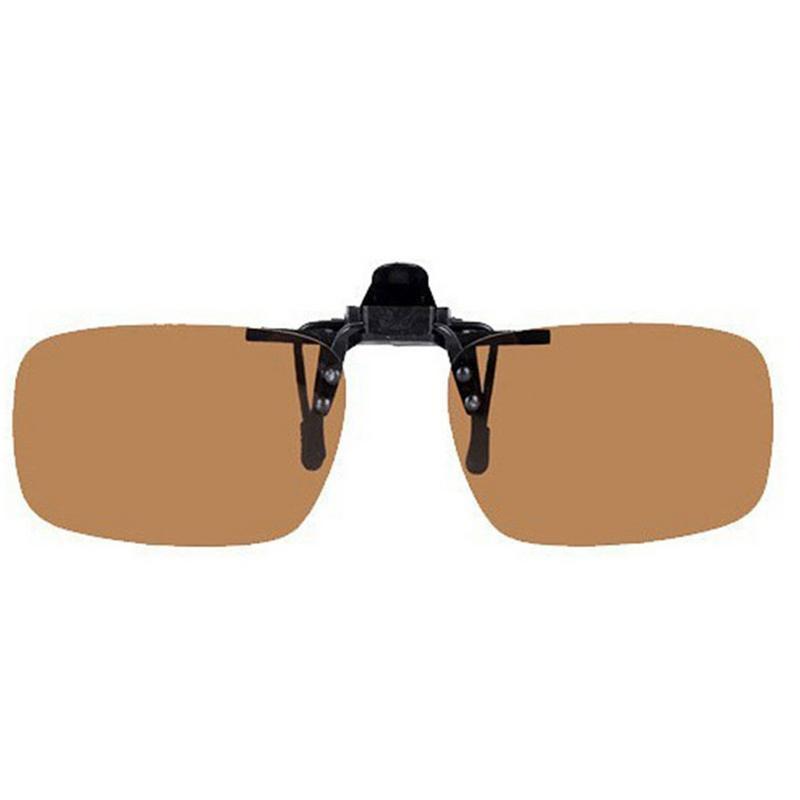 Polarized Clip On Sunglasses Driving Night Vision Lens Sun Glasses Male Anti-UVA UVB For Men Women With Case & Glasses Cloth: Brown