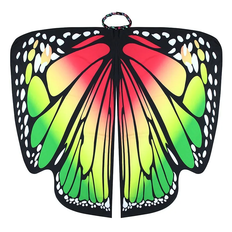 Rainbow Butterfly Wings Cape Shawl Fairy Ladies Dance Costume Adult Monarch Butterfly Cape Halloween Child Butterfly Wings: green