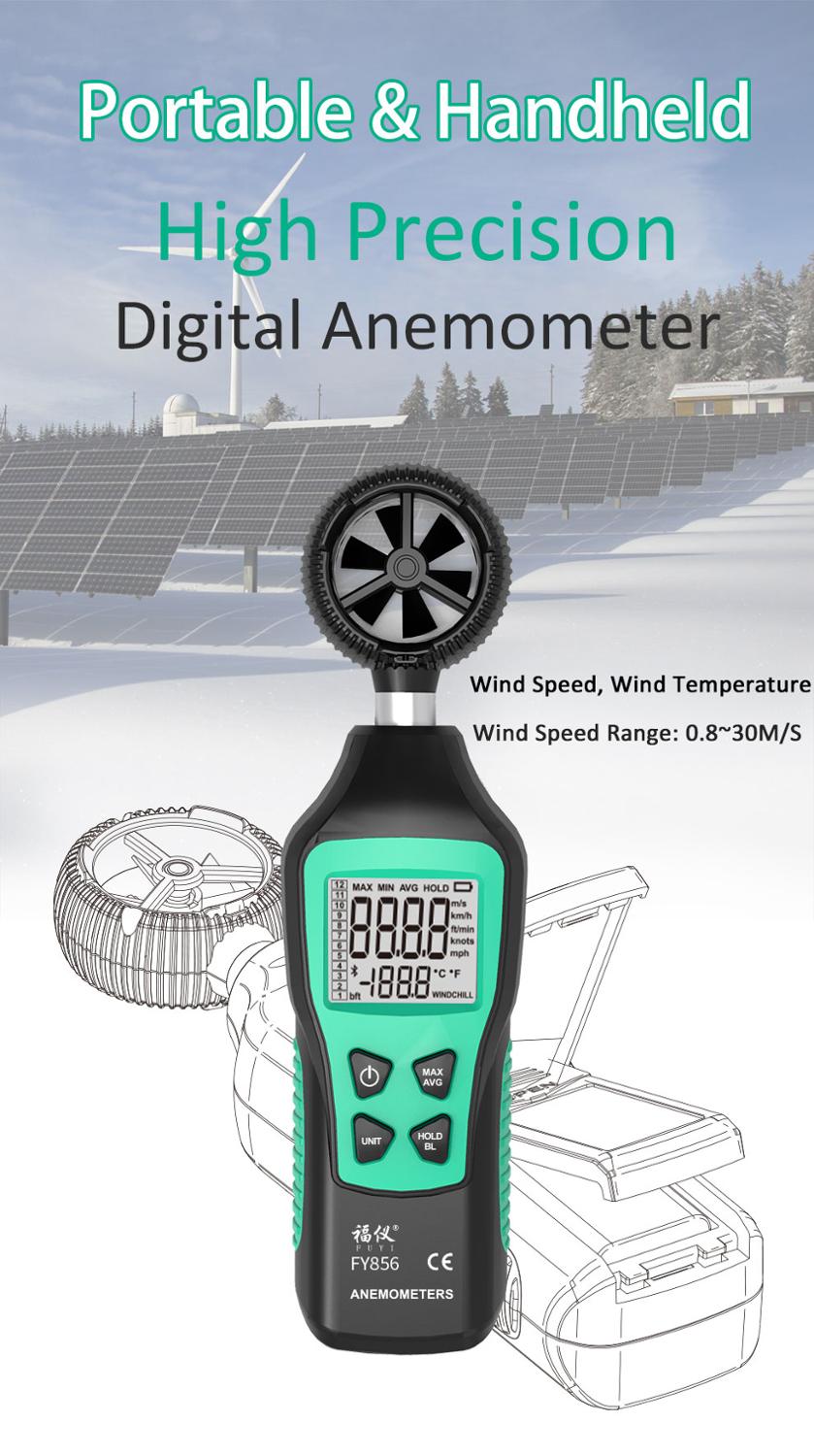 Anemometer Draagbare Mini Anemometro Thermometer Wind Gauge Meter Windmeter 30 M/s Lcd Sceen Air Flow Meter
