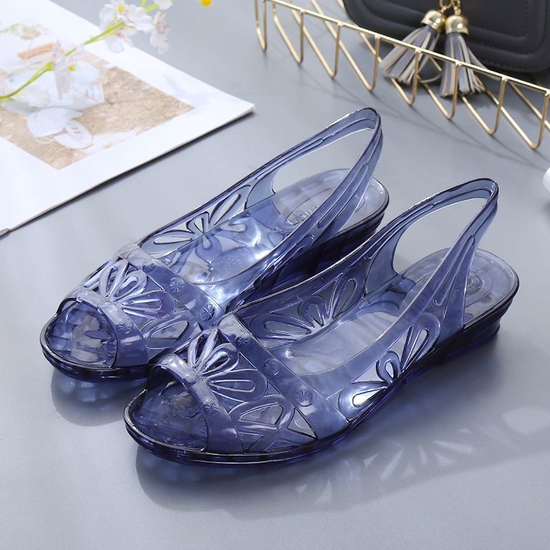 Crystal SandalsWoman, Summer Jelly Shoes,Wedges Women Casual Slippers,Household Slides, Slip On,Pink, Purple ,Gold,Black: Black / 35